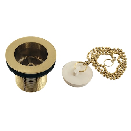 Kingston Brass 112 Chain and Stopper Tub Drain with 134 Body Thread, Brushed Brass DSP17SB